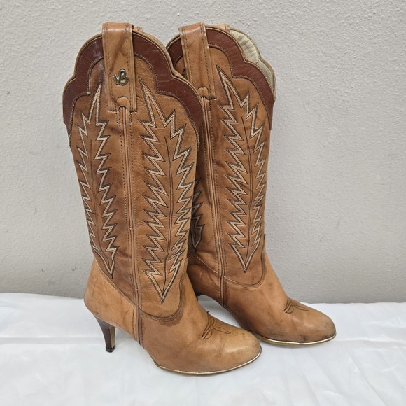 Jeenz Bootz Leather Hi Heel Boots Womens Size‎ 5.5M J504 USA Made Vintage - Picture 3 of 9
